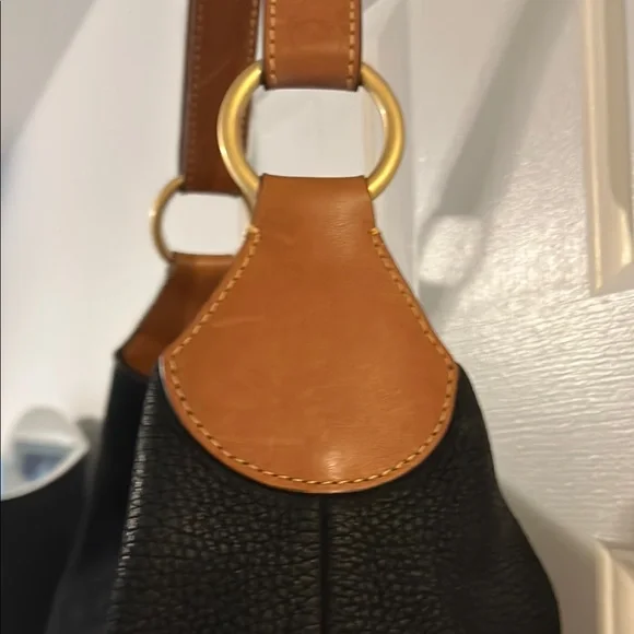 Dooney & Bourke Black and Tan Leather Hobo Bag - Picture 4 of 12